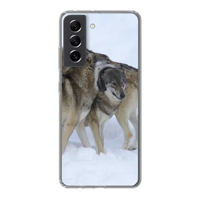 Produktbild von MuchoWow® Handyhülle Schutzhülle Hülle für Samsung Galaxy S21 FE Wolf - Europa - Schnee Silikon Softcase Handy Hülle - Mobiltelefonhülle