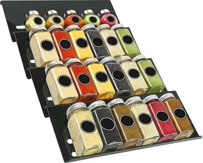Produktbild von Famanu Kräuterregal für Schubladen - Ausziehbare Organisationslösung von 30 cm bis 60 cm - Set von 4 - Schwarz