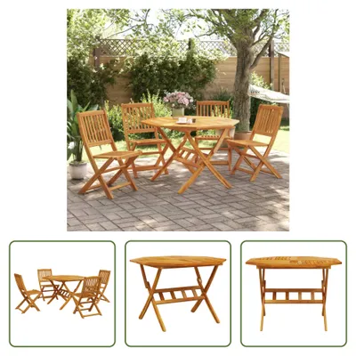 Imagen del producto de Conjunto de jardín de 5 piezas de "The Living Store", plegable, de madera maciza de acacia