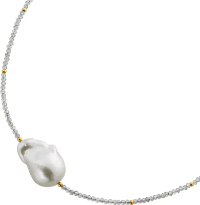 Produktbild von Mondstein Kette Gold 585 14K nat Mondsteine Barockperle 47