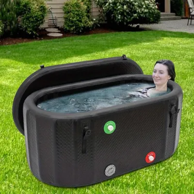 Immagine prodotto di Vasca gonfiabile per il bagno di ghiaccio - Vasca gonfiabile - Vasca per il recupero muscolare - Vasca portatile - Capacità: 275 litri