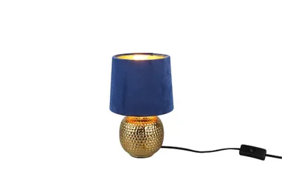 Image de Lampe de table SOPHIA dorée et bleu marine, 1xE14x40W, tissu, dimensions : 26x16x16 cm, IP20, RL