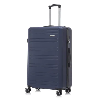 Produktbild von Koffer Trolley Reisekoffer Suitcase, Rollkoffer Handgepäck ,mit 4 Rollen 360°, Hartschalenreisekoffer, Zahlenschloss, Weicher Gummigriff M, Dunkelblau