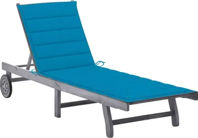 Produktbild von Sonnenliege mit Auflage Grau Akazie Massivholz
