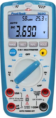 Produktbild von PeakTech P 3690 - Digitalmultimeter 4.000 Counts mit Schallpegel, Temp., R.H. & Lux-Meter