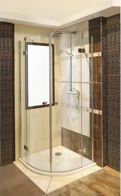 Produktbild von Runddusche 4-teilig Schulte MasterClass R550 90x90 cm Eklarglas Profilfarbe chrom Scharnier eckig