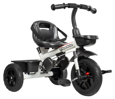 Produktbild von Tobi VECTOR Kinder Dreirad - Mit Schiebestange - Metallrahmen - Hohe Rückenlehne - Fußstütze und Verdeck - Für Kinder 3–6 Jahre - Grau