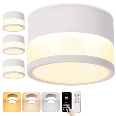 4x LED Deckenaufbauleuchte dimmbar IP65 12W 1440lm rund weiß