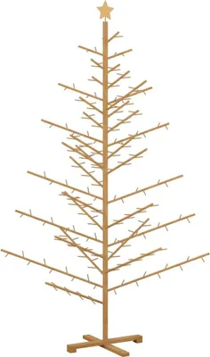 Image de vidaXL Arbre de Noël en bois avec support brun 210 cm Pin massif