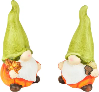 Produktbild von Elfen mit grüner Mütze aus Keramik, 2er-Set, 15 x 8 cm