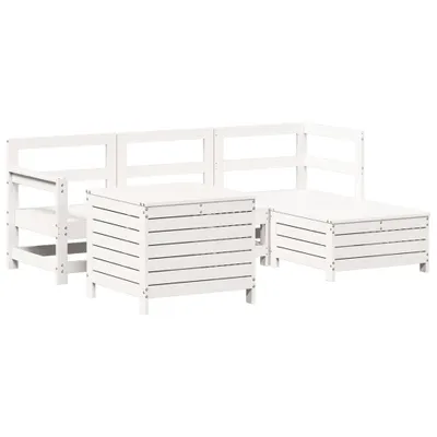 Produktbild von vidaXL 5-tlg. Garten-Sofagarnitur Weiß Massivholz Kiefer