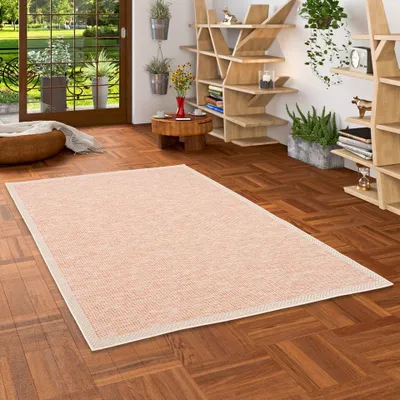 Produktbild von In & Outdoor Teppich Flachgewebe Ottawa Terrakotta Bordüre, Größe:80x150 cm