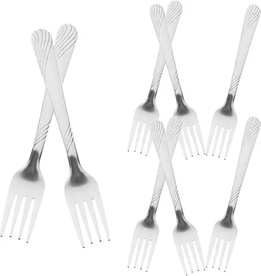 Produktbild von 8 Stück Steakgabeln aus Edelstahl für verschiedene Anwendungen, spülmaschinenfest, ideal für Küche und Grill