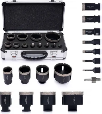 Zdjęcie produktu dla Zestaw Otwornic Diamentowych Kraft&Dele 12 sztuk 6-68 mm
