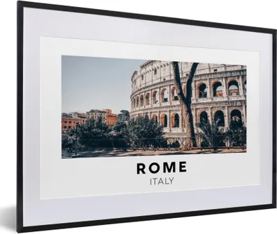 Produktbild von MuchoWow® Gerahmtes Poster Italien - Rom - Kolosseum 60x40 cm - Poster mit Schwarzem Bilderrahmen Wandposter Rahmen Foto Bilder - Schlafzimmer - Plakat in Rahmen - Drucken