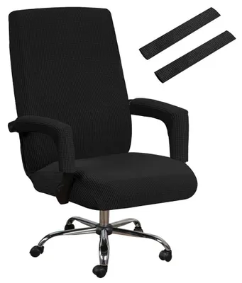 Stoelbezug für Bürostuhl mit Armlehnen, XL, Schwarz, waschbar