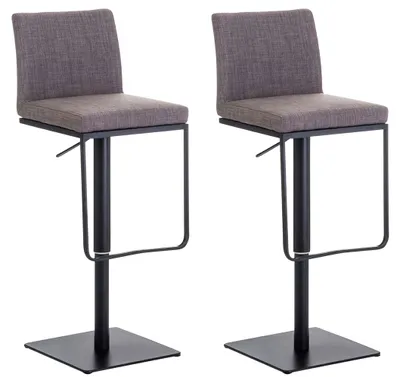 Produktbild von CLP 2er Set Barhocker Panama Stoff höhenverstellbar und drehbar grau Gestell Farbe schwarz