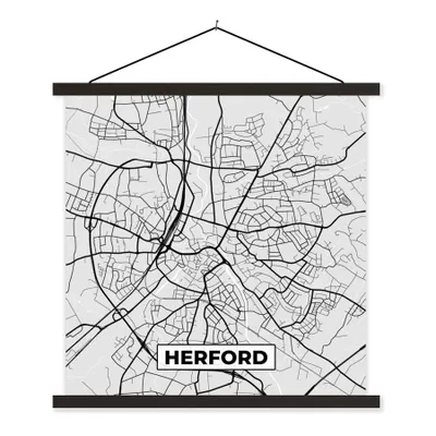 Produktbild von MuchoWow® Textilposter Stadtplan - Deutschland - Karte - Herford 60x60 cm mit schwarzem Rahmen - Posteraufhänger