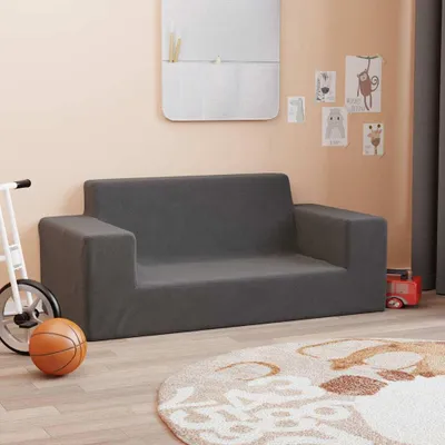 Produktbild von vidaXL Kindersofa 2-Sitzer Anthrazit Weich Plüsch