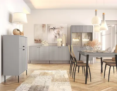 Produktbild von Esszimmer Set grau IPSWICH-166 modern 4-teilig mit ausziehbarem Esstisch