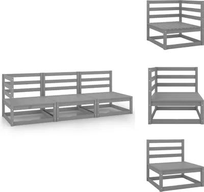 Produktbild von vidaXL 3-tlg. Garten-Lounge-Set Grau Kiefer Massivholz -  Gartenmöbel-Sets