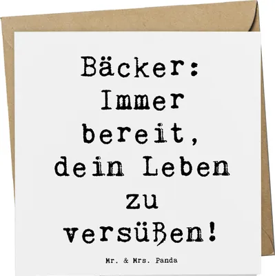 Produktbild von Mr. & Mrs. Panda Glückwunschkarte Spruch Bäcker Freude - Weiß - Geschenk, Beruf, Frühaufsteher, Geschmack, Backkunst, Grußkarte, Klappkarte, Zutaten, anlasskarte, Berufe