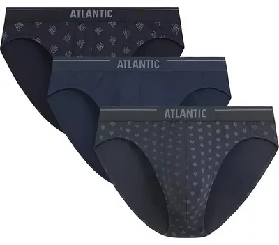 Immagine prodotto di Atlantic, confezione da 3 slip da uomo, colore blu scuro, taglio perfetto, taglia M