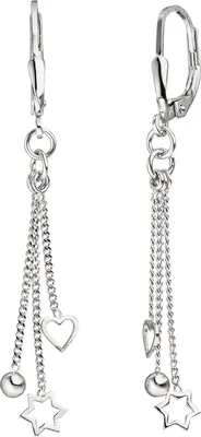 Produktbild von JOBO Ohrhänger Herz Stern Kugel 925 Sterling Silber Ohrringe Silberohrringe