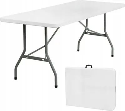 Produktbild von Viking Gartentisch 180x74cm Klappbar Wetterfest Tragbar Kunststoff Klapptisch Weiß