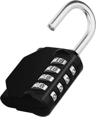 Produktbild von 4-stelliges Vorhängeschloss mit Zahlen (1, Schwarz) | Zahlencode Schloss für Fitnessstudio Spinde, wetterfestes Vorhangschloss für Türen und Gartenzäune