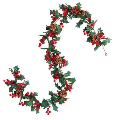 Kerstslinger 175 cm, künstlich, rot, mit Tannenzapfen