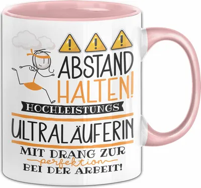 Produktbild von Ultraläuferin Tasse Geschenk Lustig Abstand Halten Hochleistungs-Ultraläuferin Mit Drang Zur Perfektion Bei Der Arbeit (Rosa)