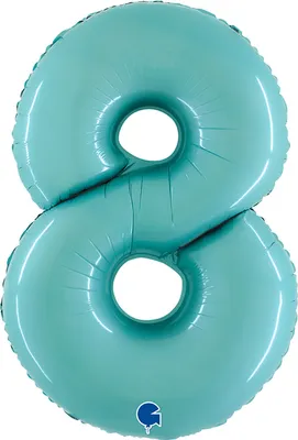Immagine prodotto di Numero gigante palloncino in foil 40"/102 cm | Blu pastello Numero: 8