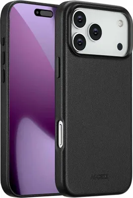 Zdjęcie produktu dla Accezz MagSafe Leather Backcover dla Apple iPhone 17 Pro Max - Onyx Black