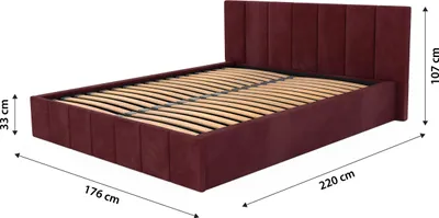 Zdjęcie produktu dla Muralo Łóżko Tapicerowane 160x200 Łóżko Podwójne Premium z Pojemnikiem Bordowe