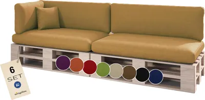 Produktbild von sunnypillow Palettenkissen für Palettenmöbel - 6er Set - Palettenauflage für Palettensofa für Haus Garten - Palettenpolster mit abnehmbarem Bezug für Europaletten - Rückenkissen & Sitzkissen Beige