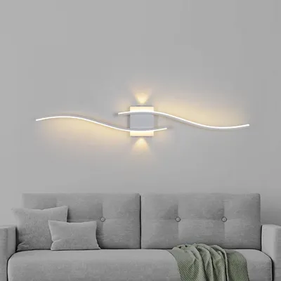 Productafbeelding van Moderne LED-wandlamp, model Wellenform, wit, 120 cm, 3000K