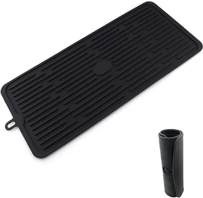 Obrázok produktu pre Silikónová odkvapkávacia podložka 44x20 cm, Čierna protišmyková kuchynská podložka, Odolná voči teplu