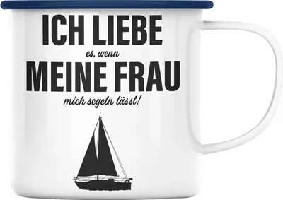 Produktbild von Trendation - Emaille Tasse für Segler Geschenke Männer Emaille Tasse Geschenkideen Zubehör Gadgeds Segeln Lustig (Blau)
