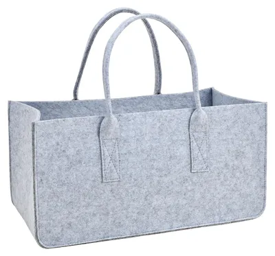 Productafbeelding van Haardhouttas van vilt lichtgrijs (B/H/D) 50x25x25cm