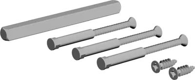 Image de Kit de fixation NW-400-61 : 3 vis M4 avec écrou, 2 vis 3,9 x 23 à tête carrée de 9 mm