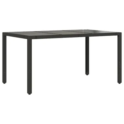 Produktbild von Gartentisch mit Glasplatte Schwarz 150x90x75 cm Poly Rattan