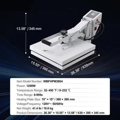 Produktbild von Wärmepressen – Transferpressen – Textilpressen – Sublimationspressen – Pressmaschine – Druckfläche: 15 x 15 Zoll