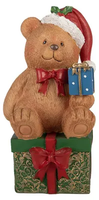 Zdjęcie produktu dla Clayre & Eef Figurka świąteczna – miś, 14 x 14 x 25 cm, brązowy, tworzywo sztuczne