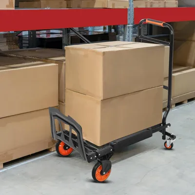 Produktbild von 2-in-1 faltbare Handtruck und Transportwagen mit Zurrseil - 150 kg Tragfähigkeit - Umzug, Hausarbeiten und Lebensmittel