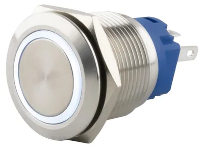 Productafbeelding van Roestvrijstalen drukschakelaar Ø 16 mm met LED-ring