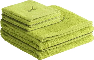 Produktbild von Sansibar Handtuch Frottier-Serie Classic Nr. 1 (Set, 4-tlg), hochwertige Ton-in-Ton Säbelstickerei, grün