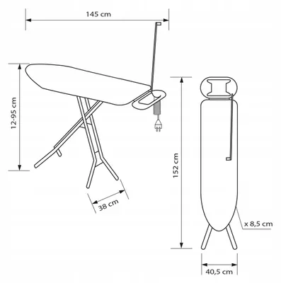 Produktbild von Sepio Bügelbrett mit Steckdose Silber/Mix 120x38 cm