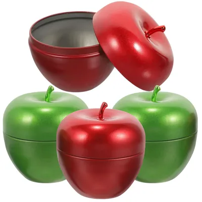 Productafbeelding van Metalen theedoseringen - 4 stuks in appelvorm - voor het n van voedingsmiddelen - 4 stuks