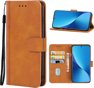 Produktbild von König Design Hülle kompatibel mit Xiaomi 12 Pro Kunstleder Handyhülle - Handy Case Braun